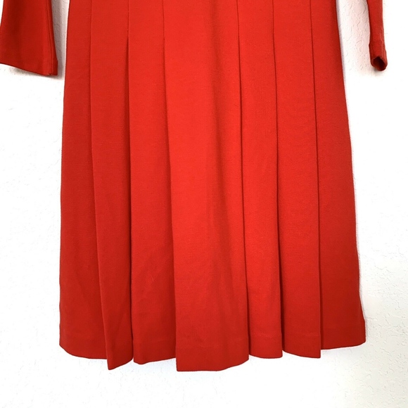J. Crew Red Long Sleeve Pleated Ponte Dress - Picture 4 of 8